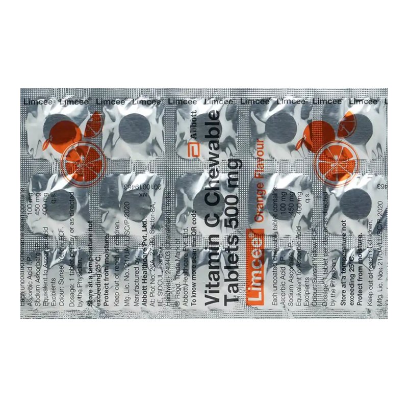 Limcee Chewable Vitamin C 500 mg – Strip of 15 chewable tablets